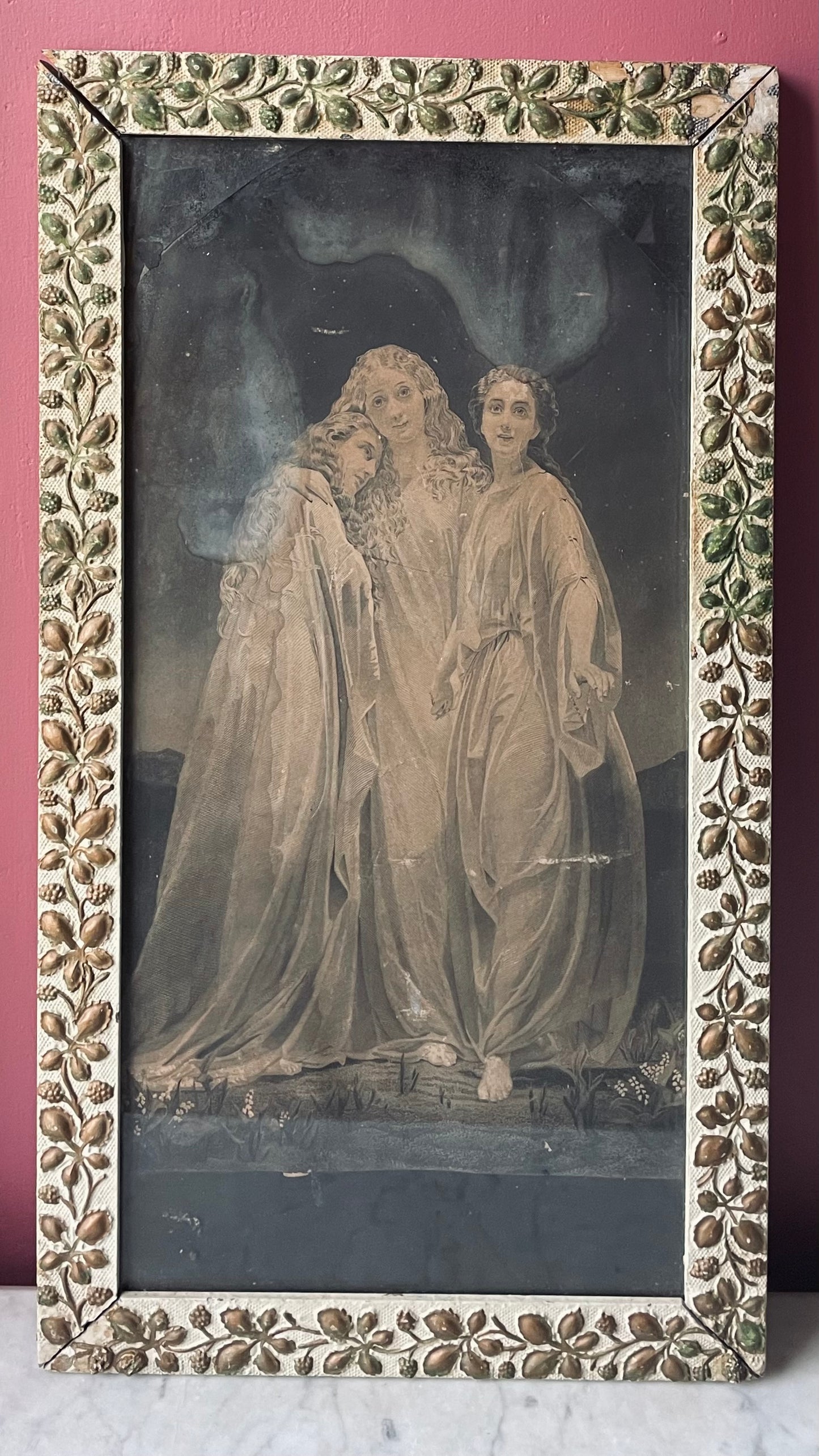 Faith, Hope, & Charity | Three Christian Virtues | Victorian Print