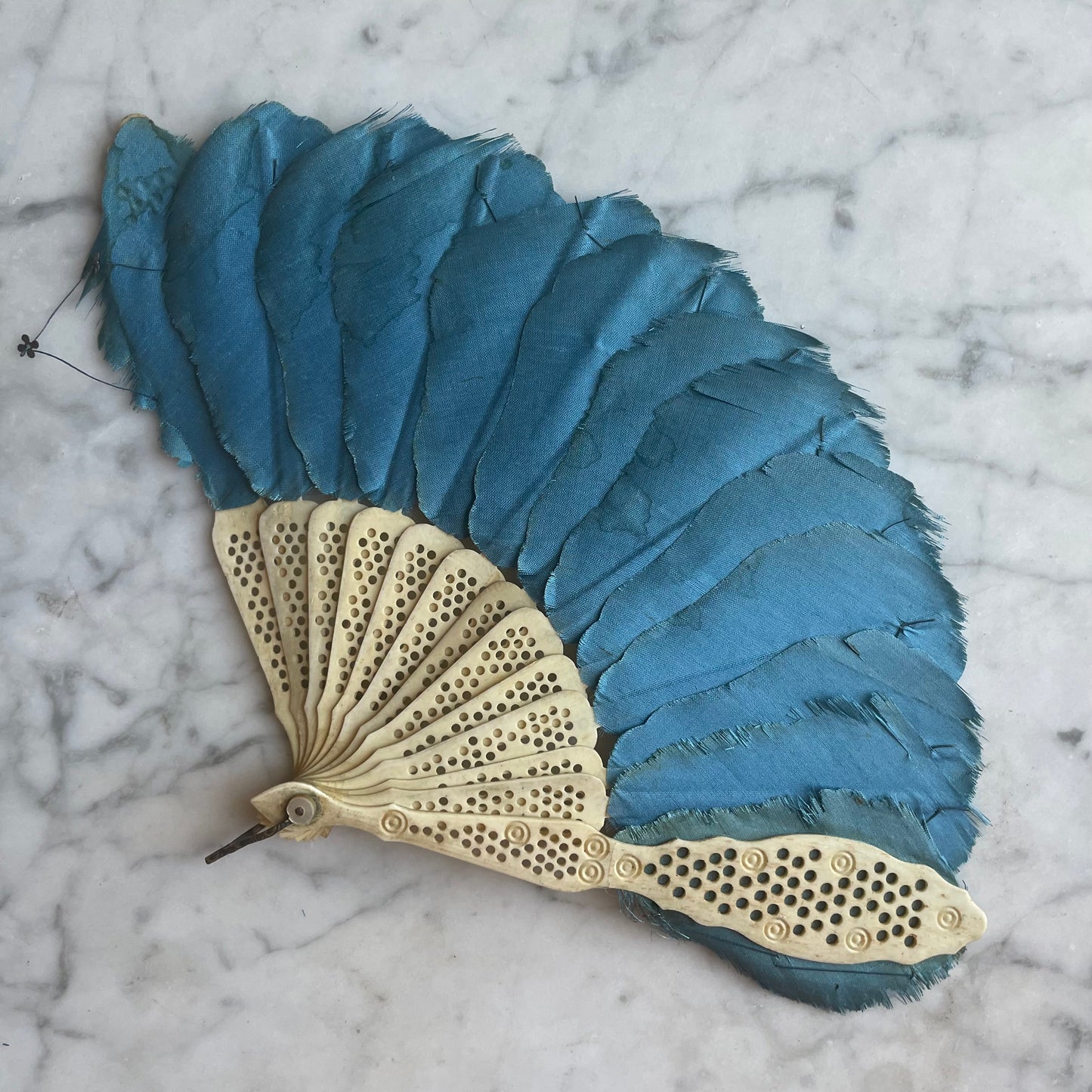 Victorian Pierced Bone & Silk Fan | Child Size