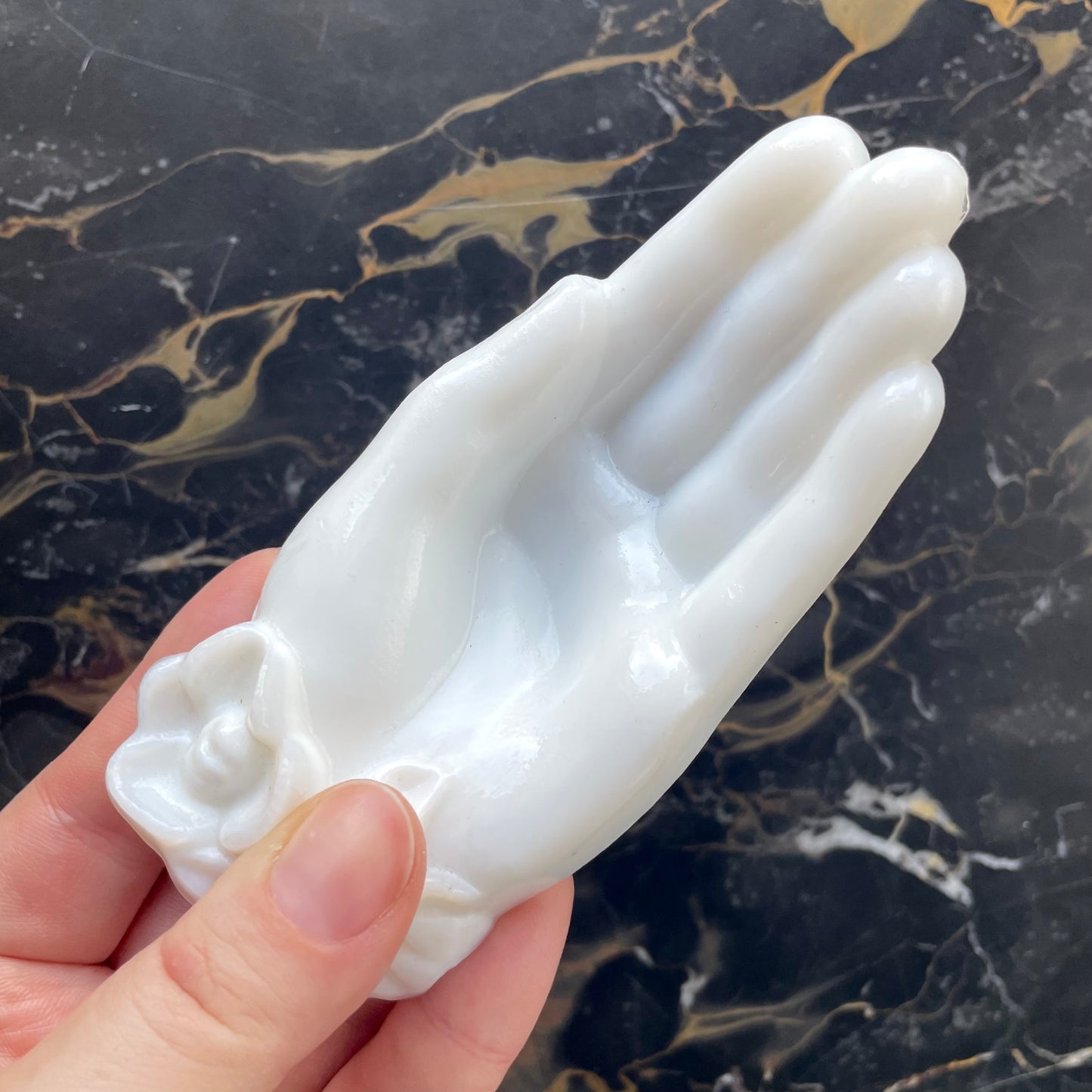 Antique Milk Glass Hand | Trinket Dish