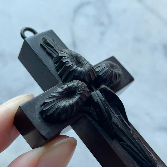 Victorian Mourning Pendant | Large Thermoplastic Cross