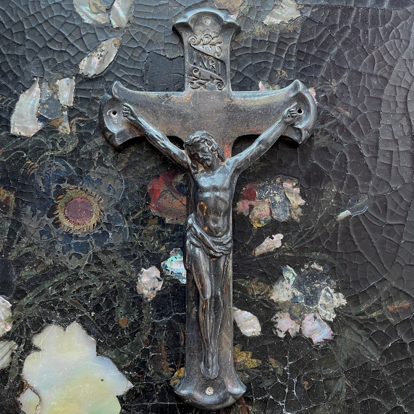 Antique Crucifix Shaped Casket Plate