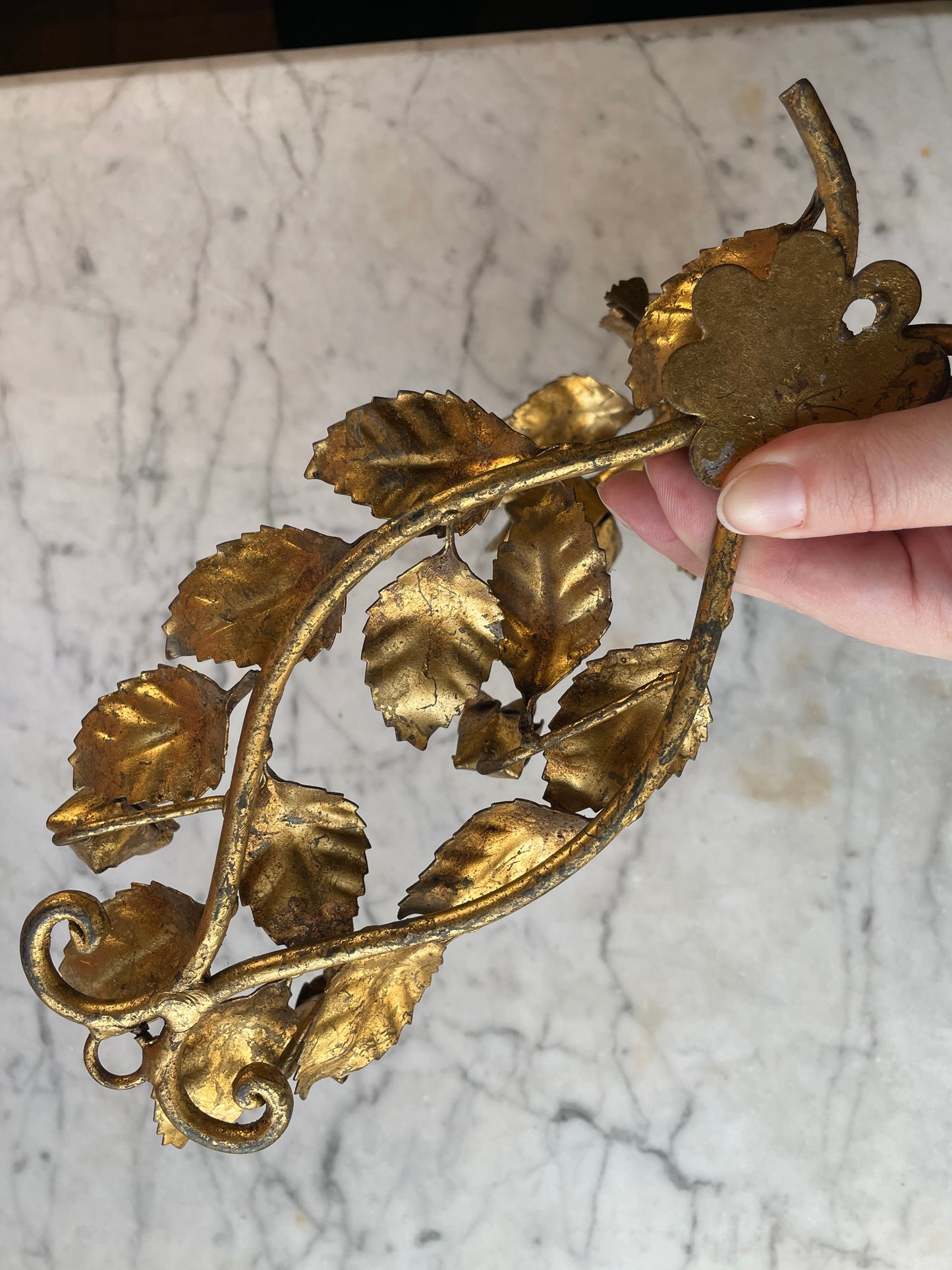 Vintage Gold Toleware Candleholder Wall Sconces