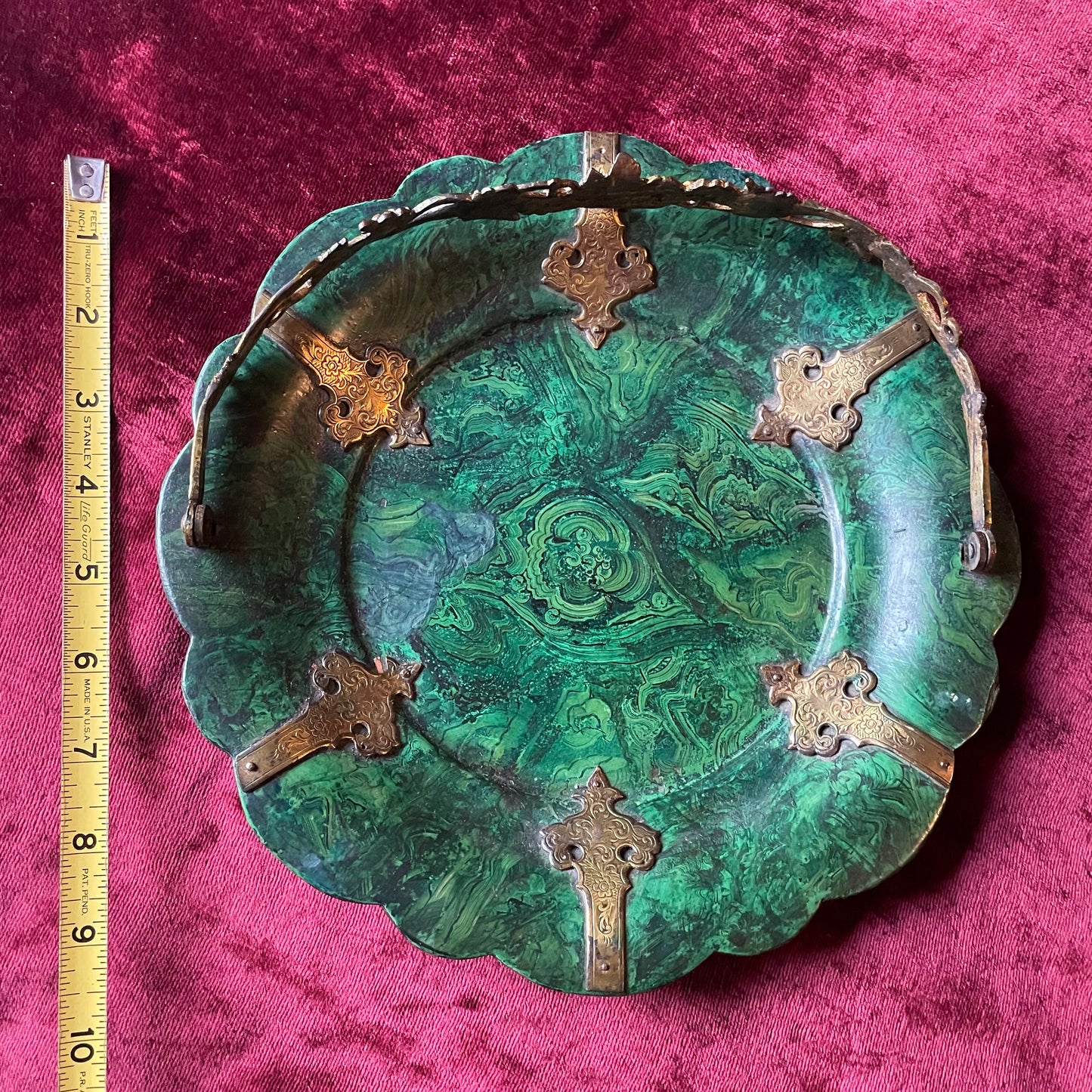 Victorian Faux Malachite Calling Card Tray