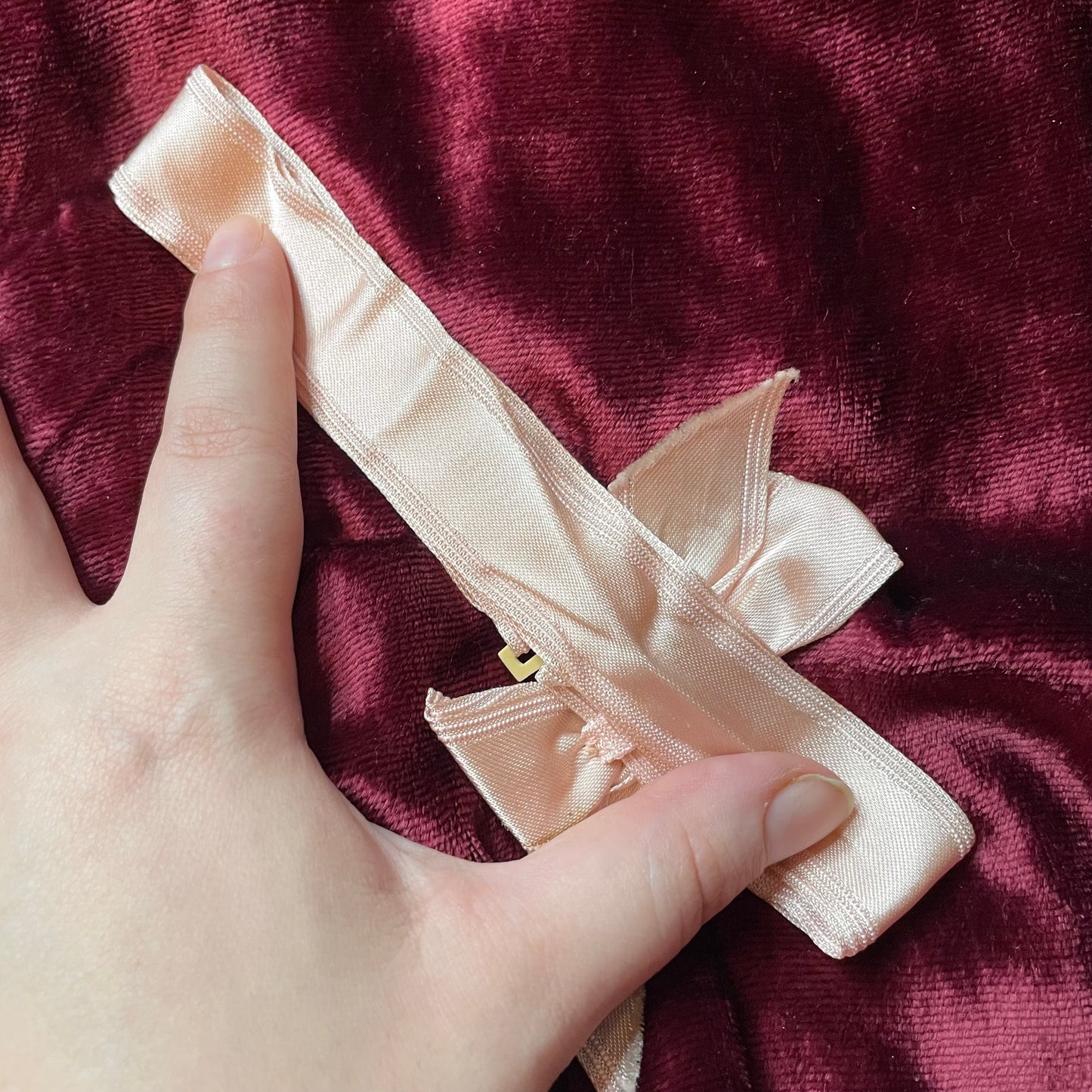 Vintage Pink Satin Garter with Bow | Large