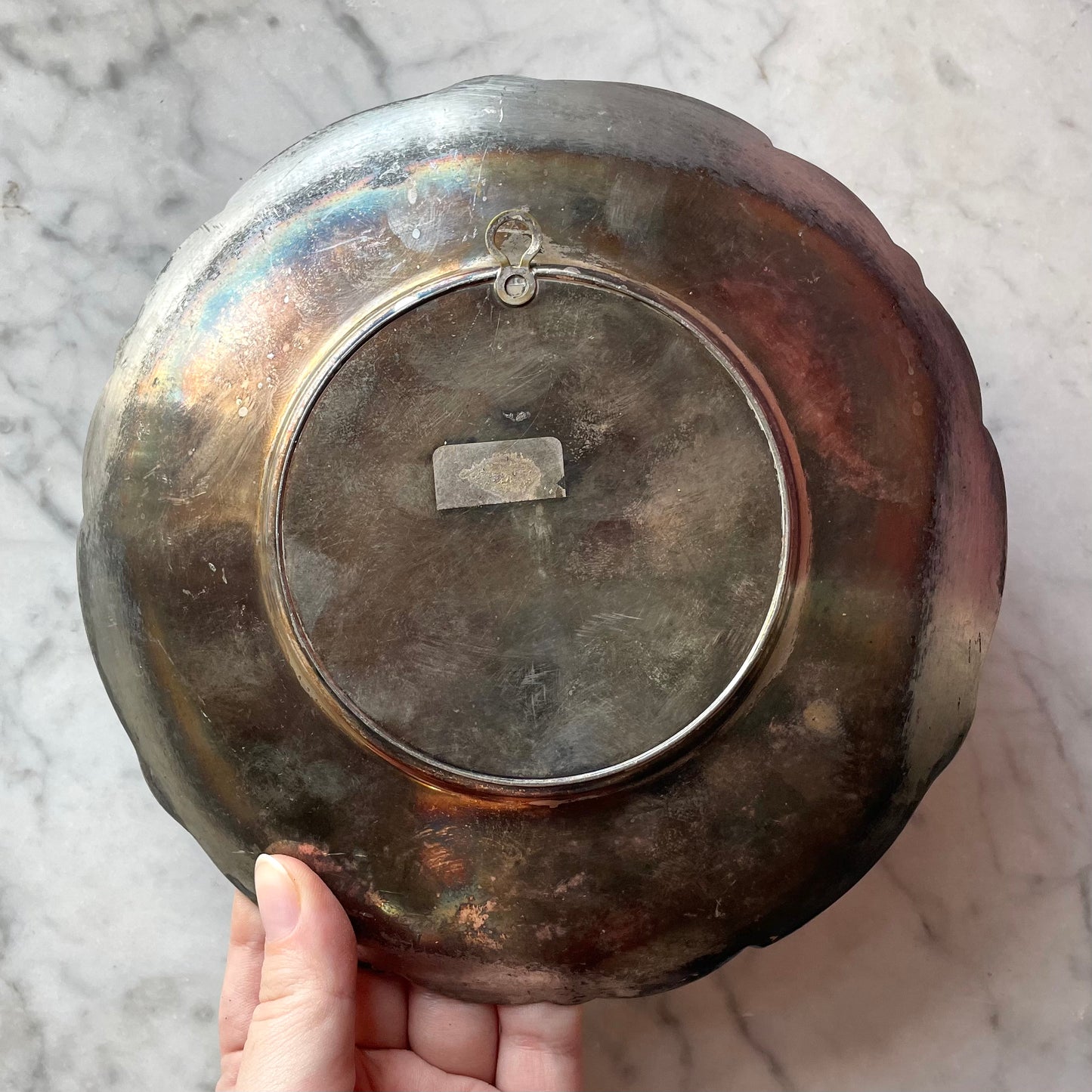 Antique Religious Plate with Art Nouveau Border