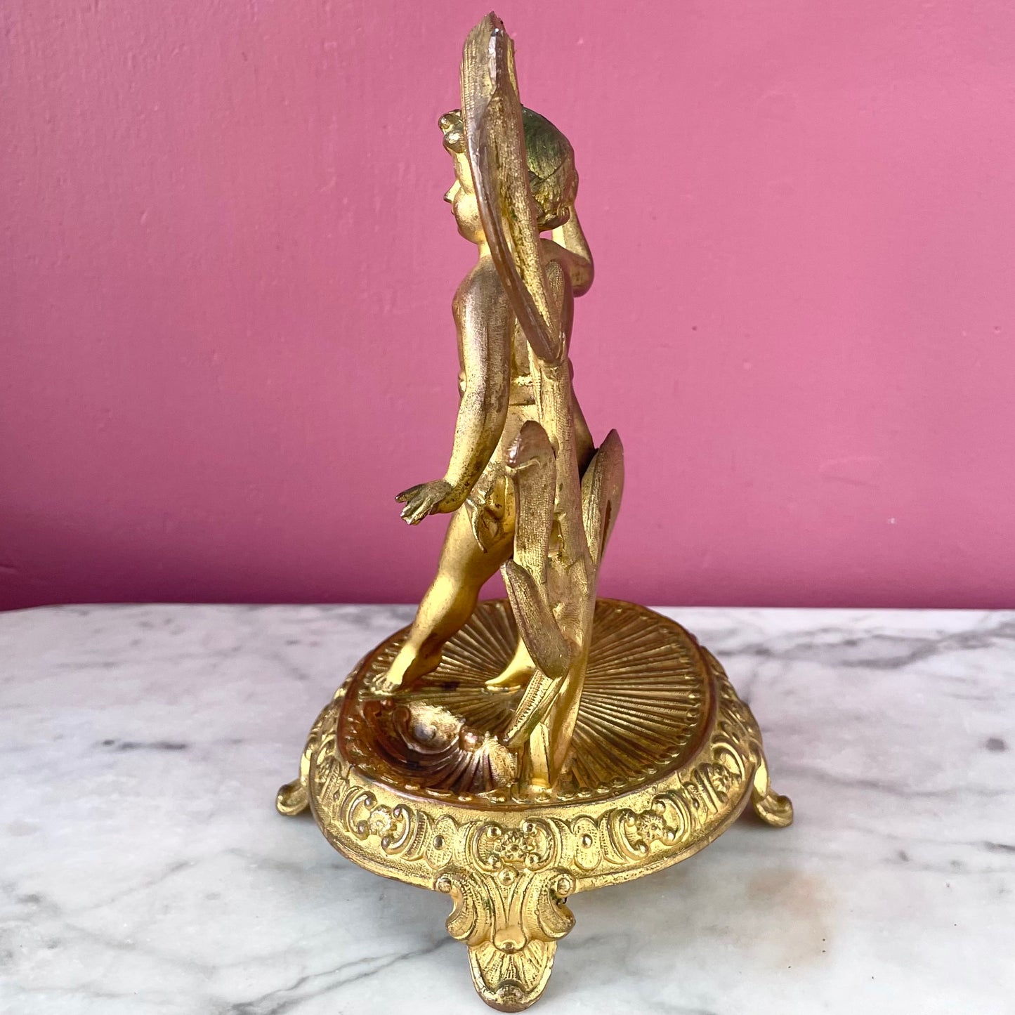 Antique Art Nouveau Pocket Watch Stand with Putto