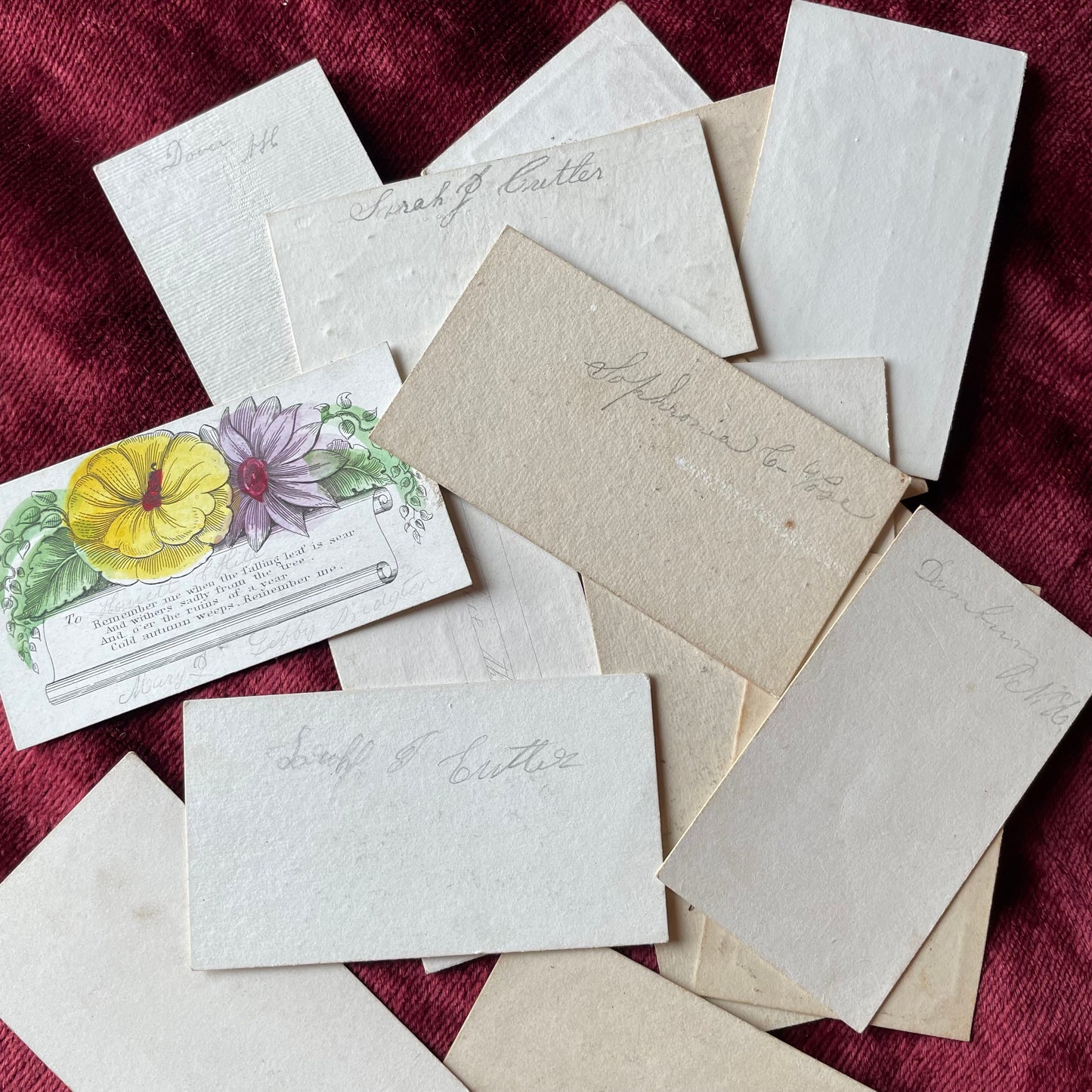 Early Victorian Hand Colored Calling Cards