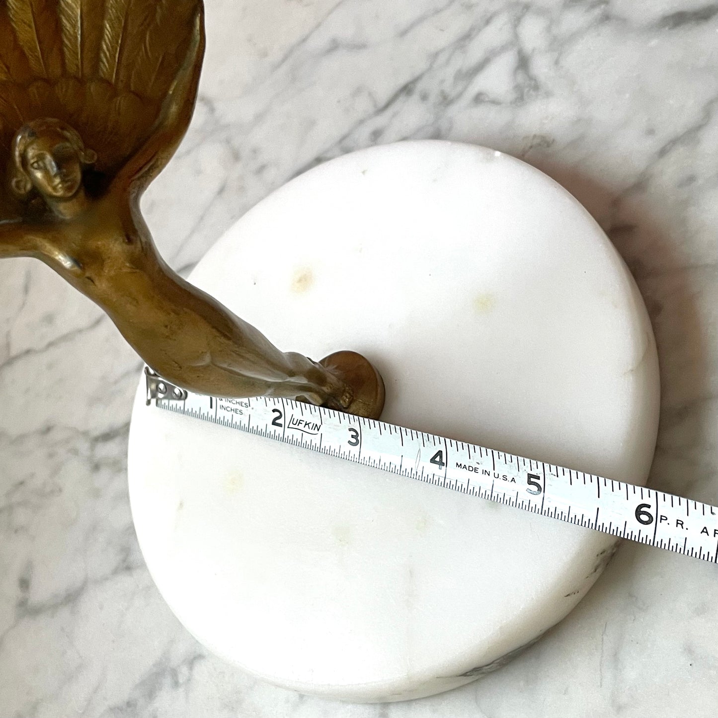 Vintage Fan Dancer on Marble Base