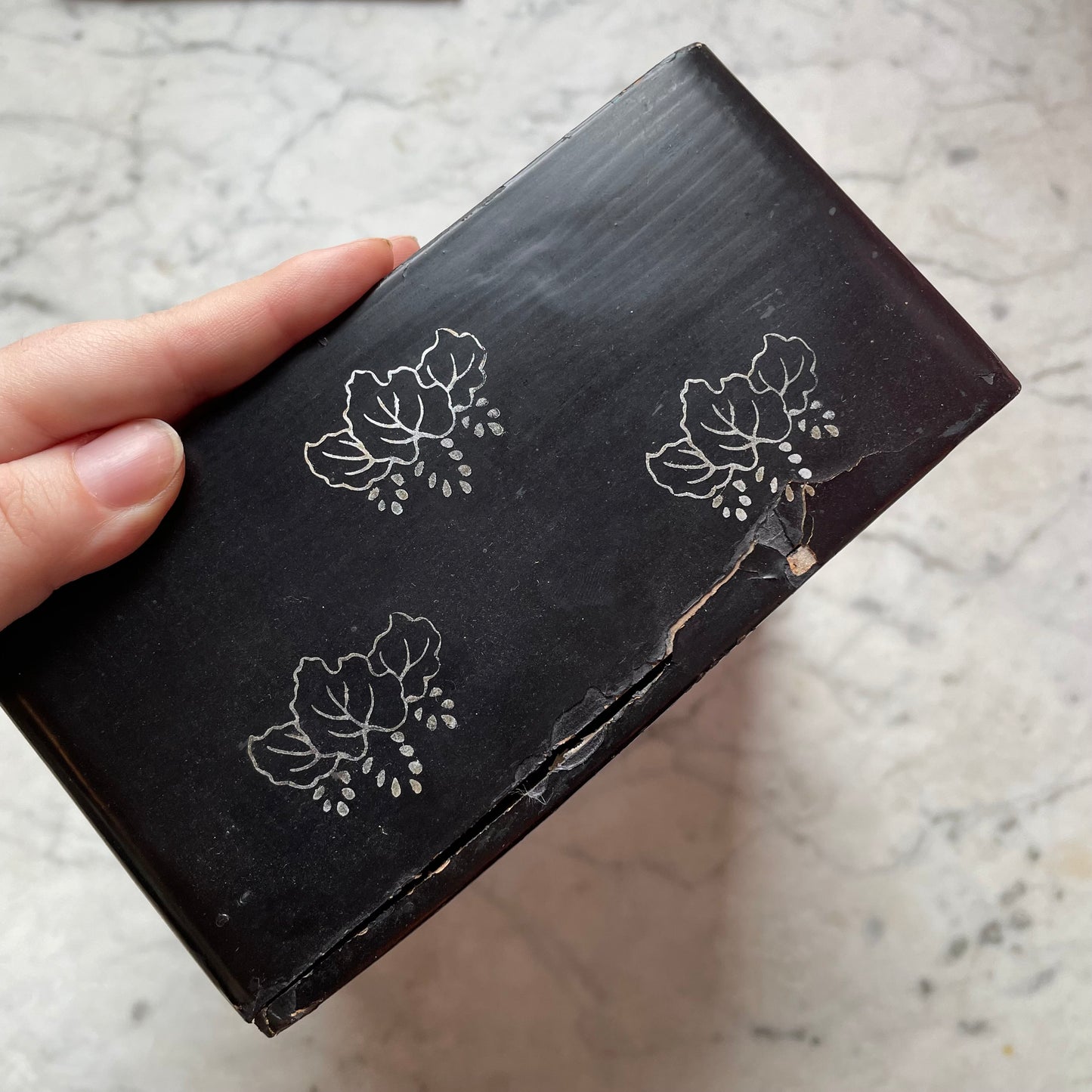 Vintage Japanese Black Laquer Jewelry Box