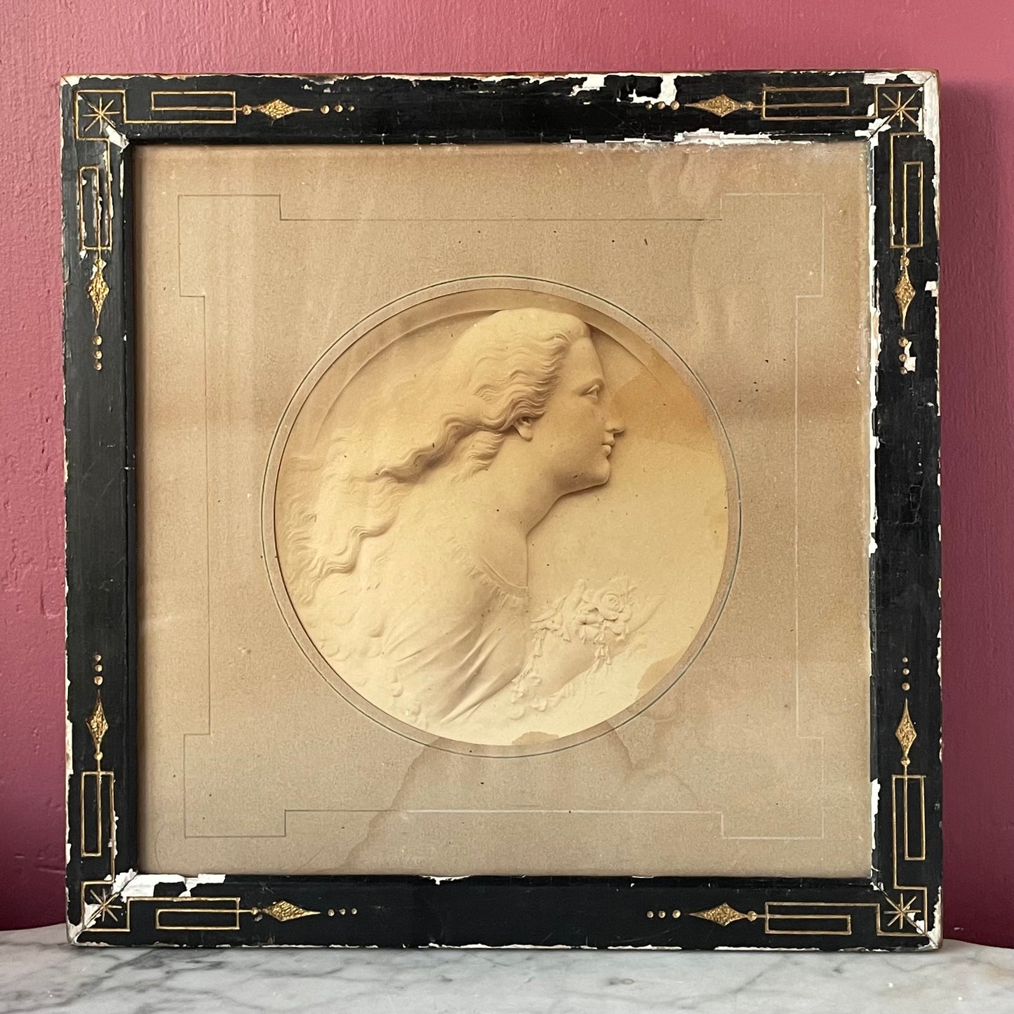 Pair of Victorian Framed Portrait Marbles