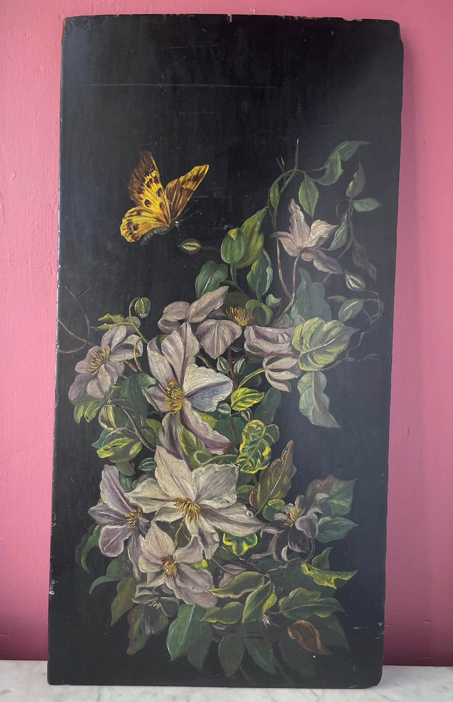 Victorian Vernacular Floral Still Life on Board