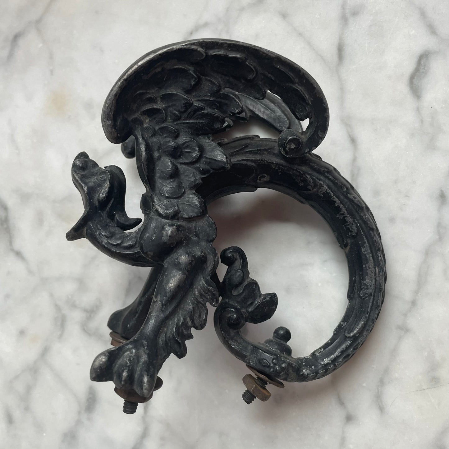 Antique Cast Metal Dragon Finials