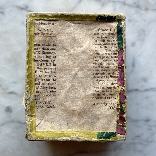 Early 19th C Wallpaper Box with Locks of Hair | 1825