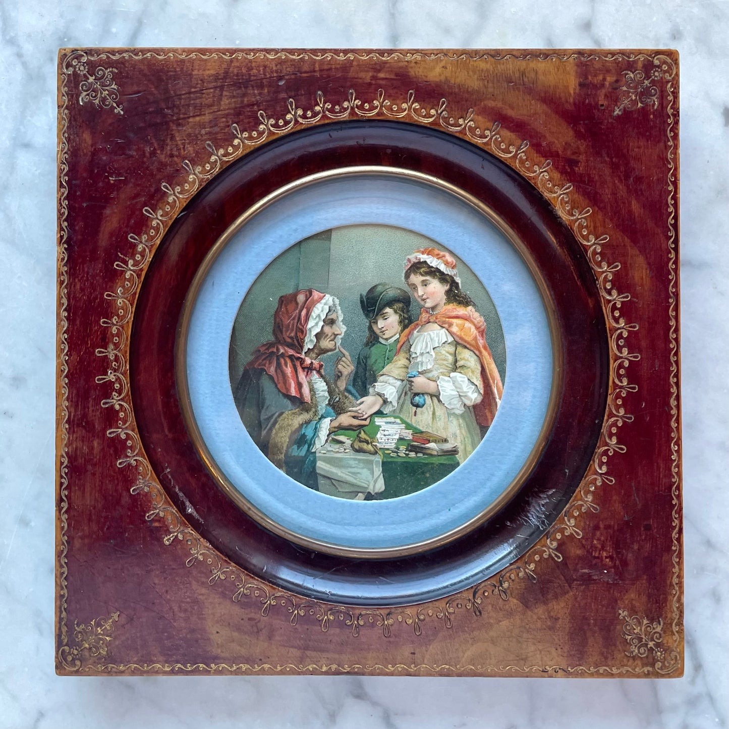 Victorian Fortune Teller Lithograph in Miniature Frame