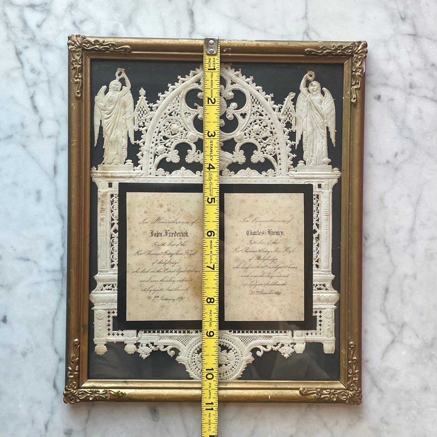 Victorian Diecut Memorial for Two Babies