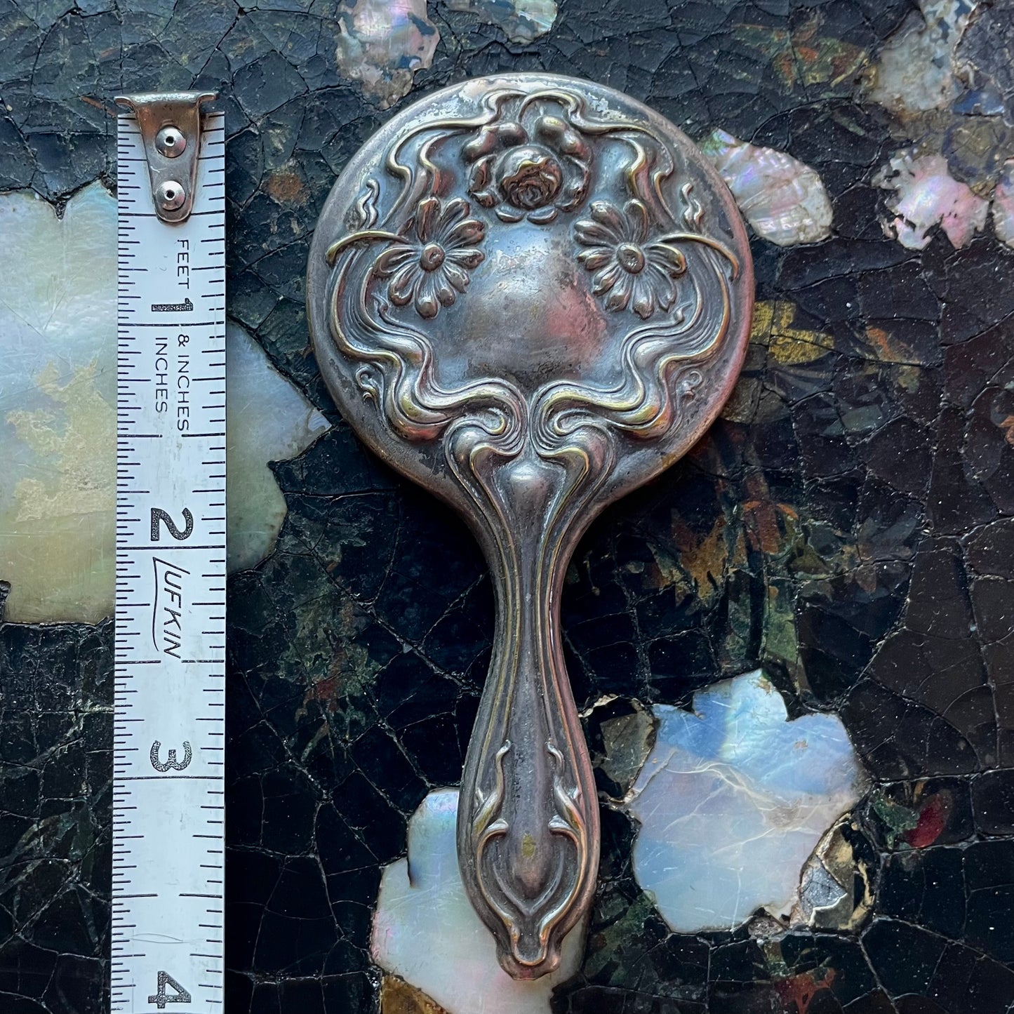 Antique Art Nouveau Pocket Mirror