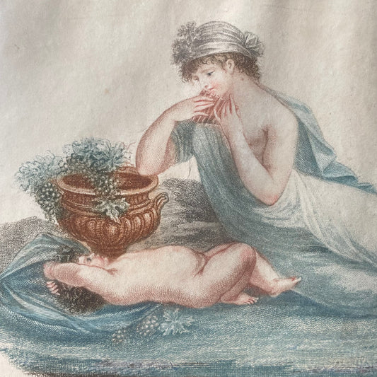 Bacchante | Early 19th Century Hand Colored Stipple Engraving