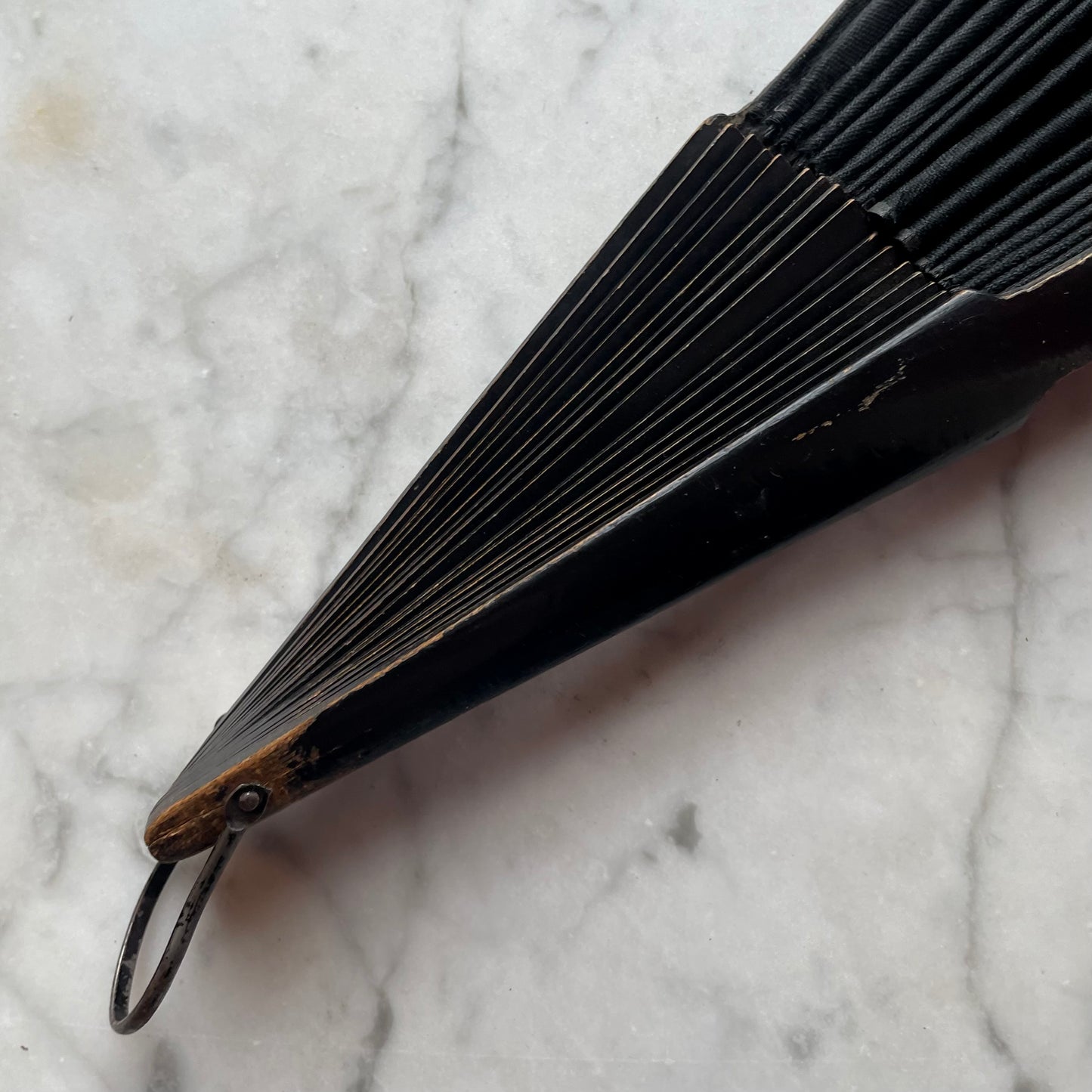 Victorian Black Silk Mourning Fan