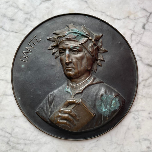 Antique Metal Plaque of Dante Alighieri
