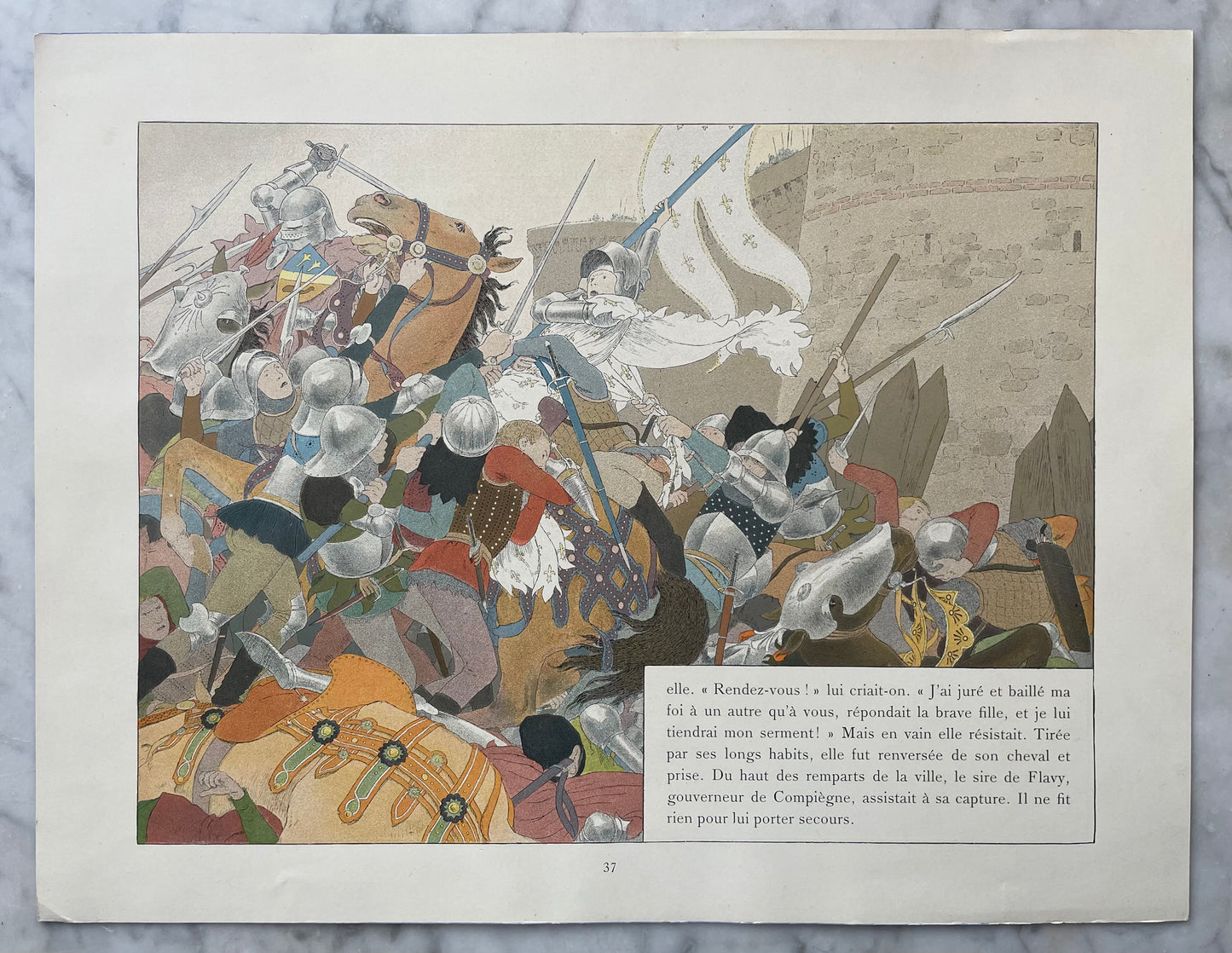 Jeanne d’Arc Antique Print | Double Sided | M. Boutet de Monvel