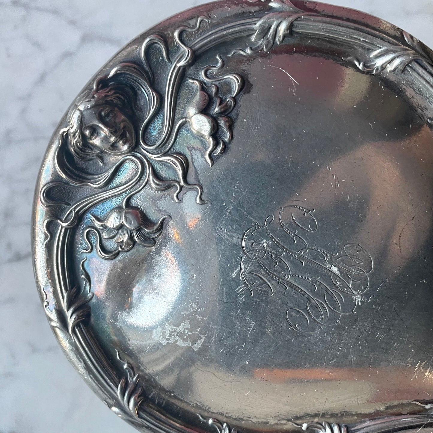 Antique Art Nouveau Hand Mirror