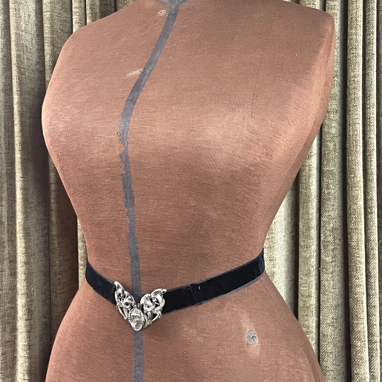 Art Nouveau Belt Buckle on Black Velvet