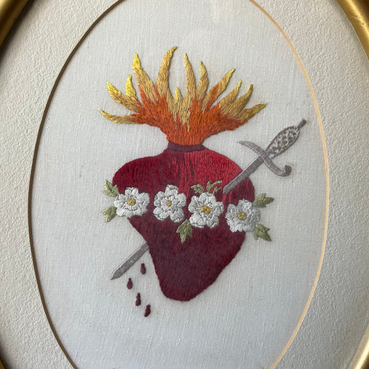 Antique Sacred Heart Embroidery