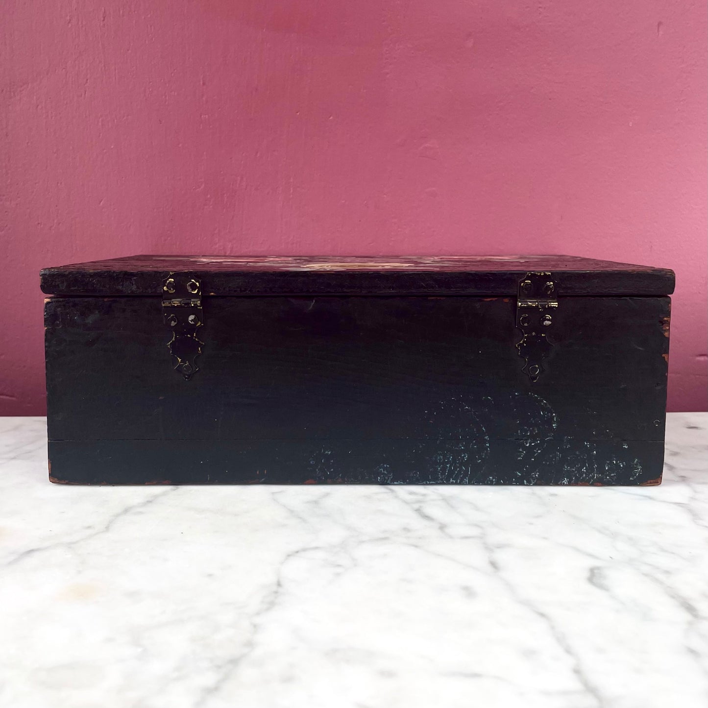 Victorian Floral Painted Box with Mother of Pearl