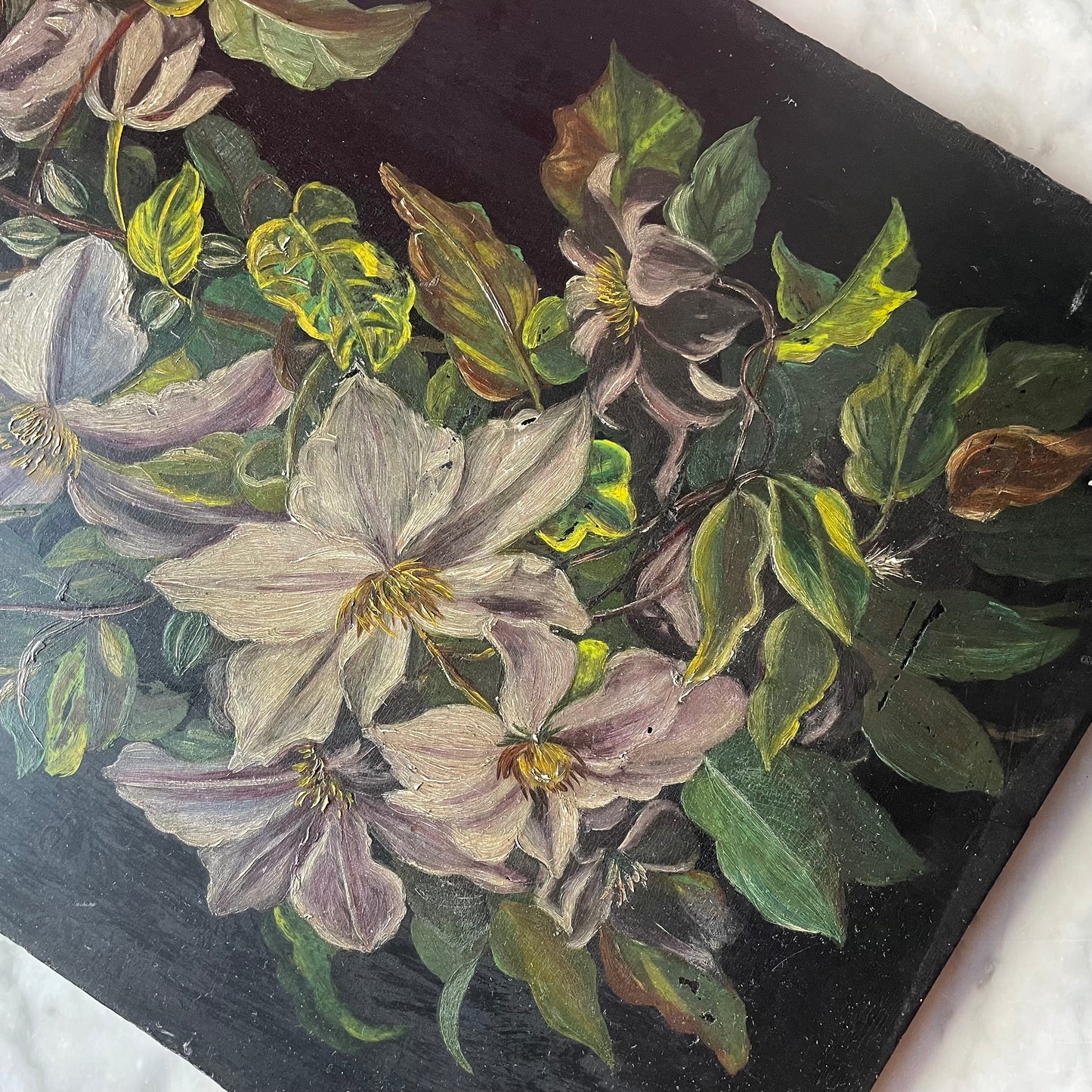 Victorian Vernacular Floral Still Life on Board