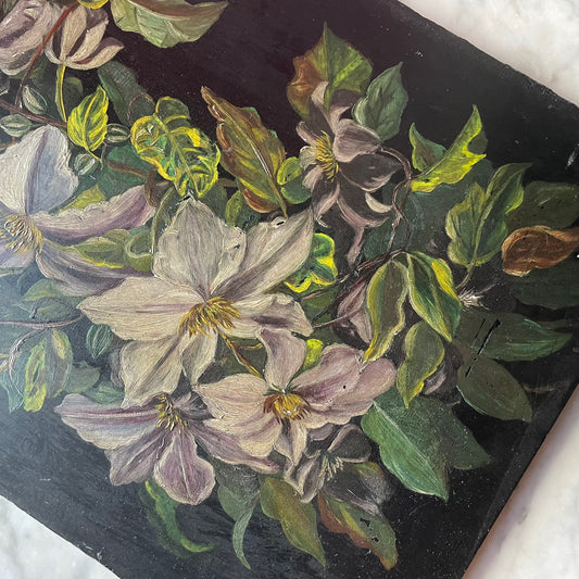 Victorian Vernacular Floral Still Life on Board