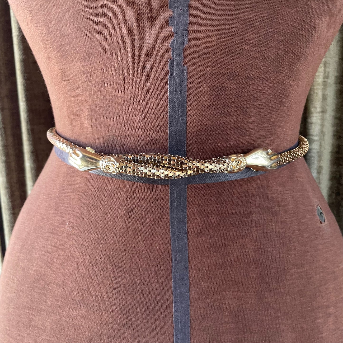 Vintage DL Auld Gold Mesh Belt with Hands
