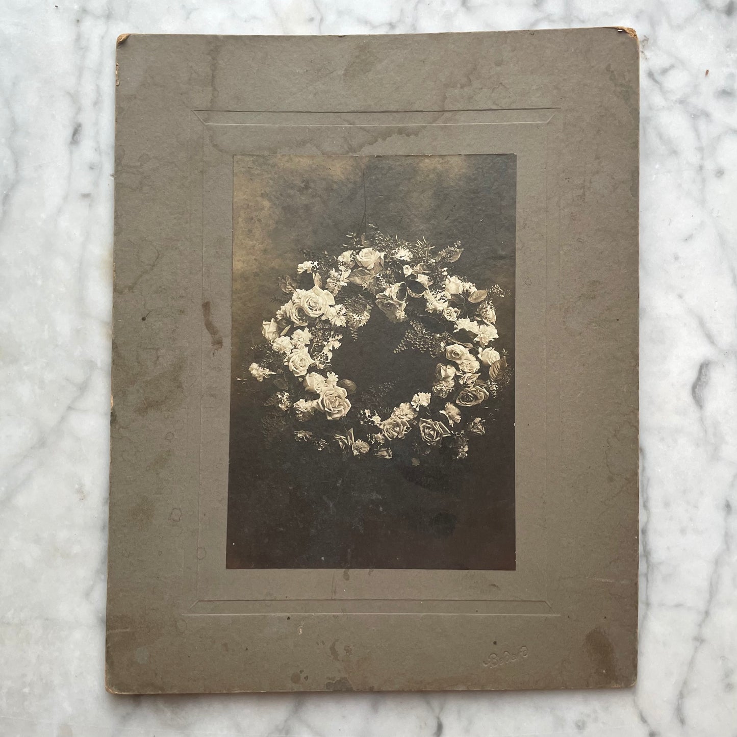Victorian Mourning Wreath Cabinet Card