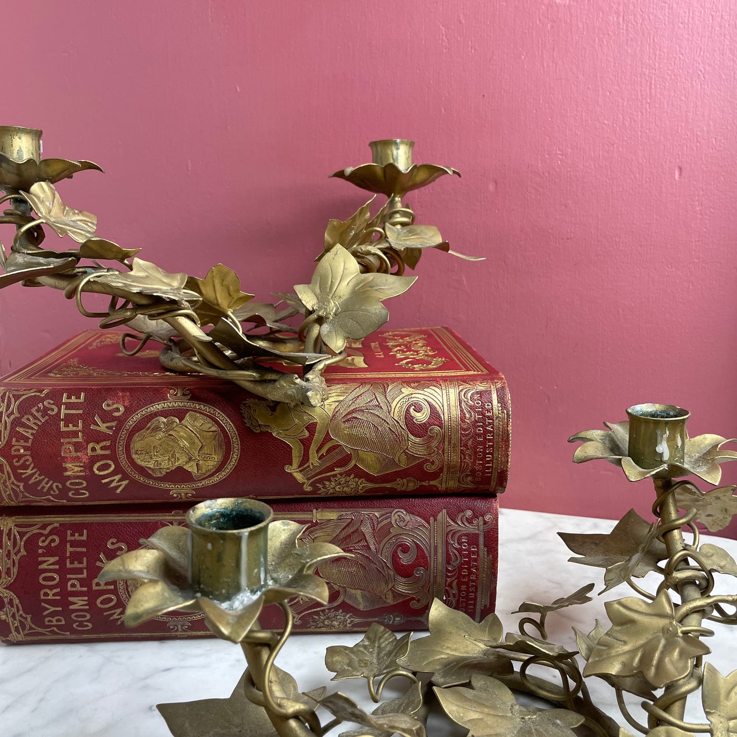 Vintage Ivy Leaf Garland Candle Holders