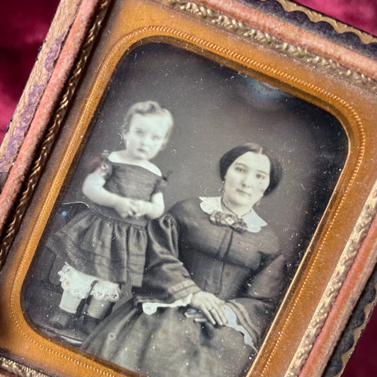 1/9 Plate Daguerreotype of Mother & Child