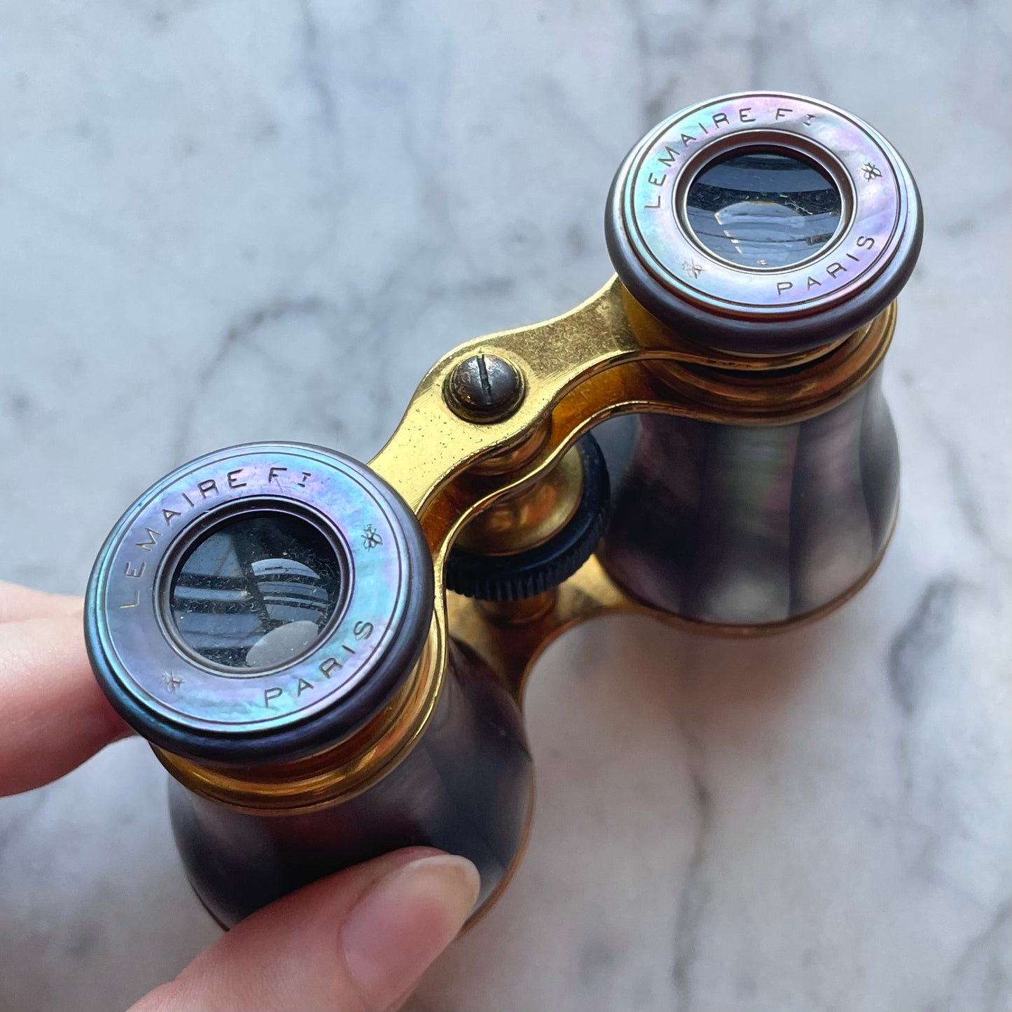 Antique Purple Abalone Pearl Opera Glasses in Original Case