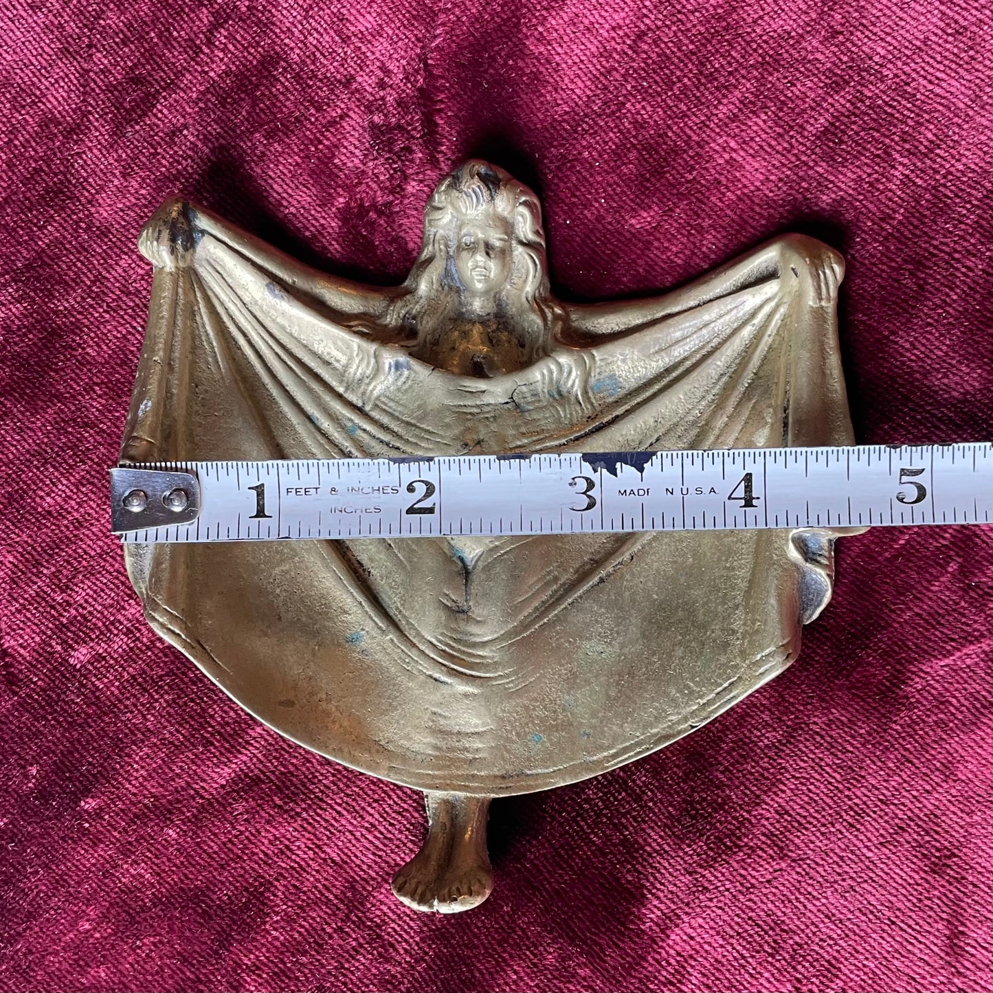 Naughty Art Nouveau Brass Nude Girl Pin Tray