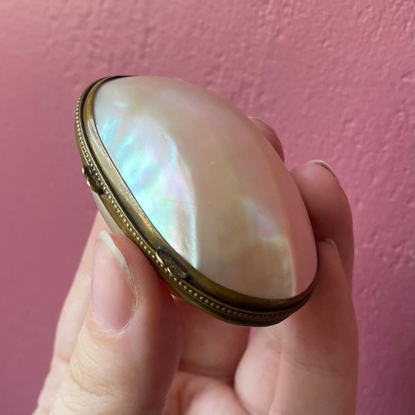 Victorian Mother of Pearl Box | Thimble or Rosary Bead Holder
