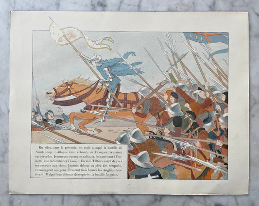 Jeanne d’Arc Antique Print | Double Sided | M. Boutet de Monvel