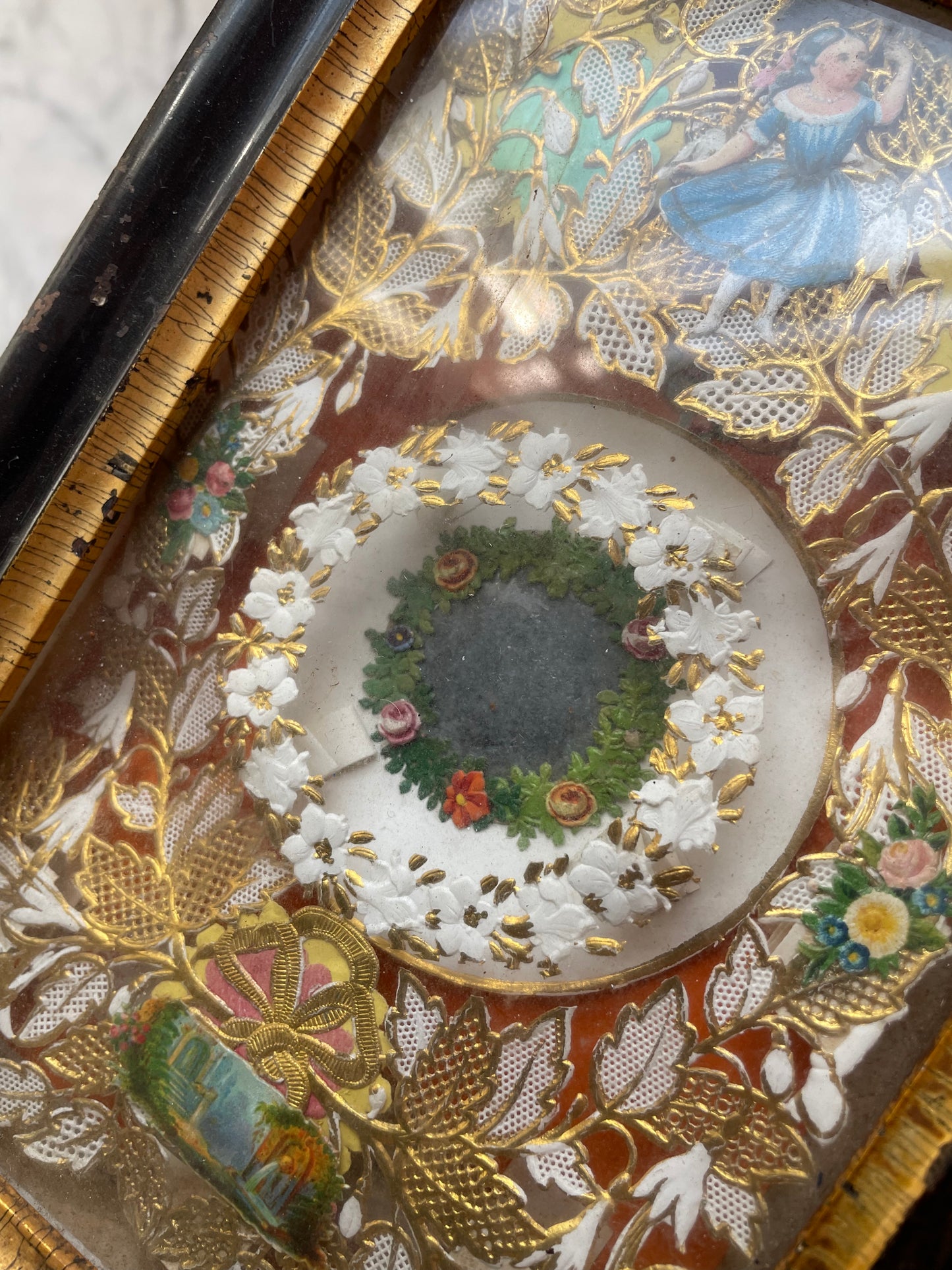 Early Victorian Valentine in Original Shadow Box
