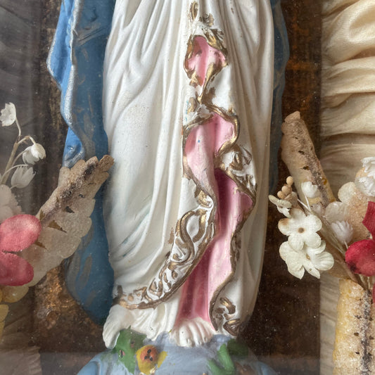 Antique Shadow Box Shrine to the Blessed Virgin