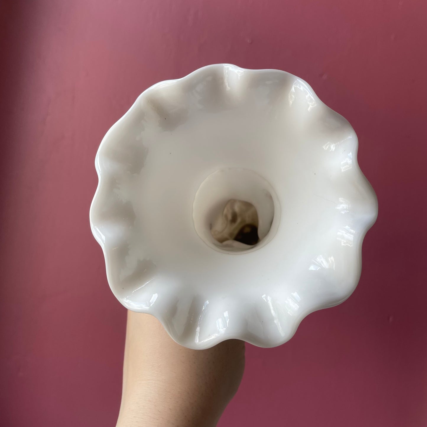 Victorian Milk Glass Hand Vase