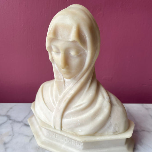 Ave Maria | Antique Alabaster Bust of Mary