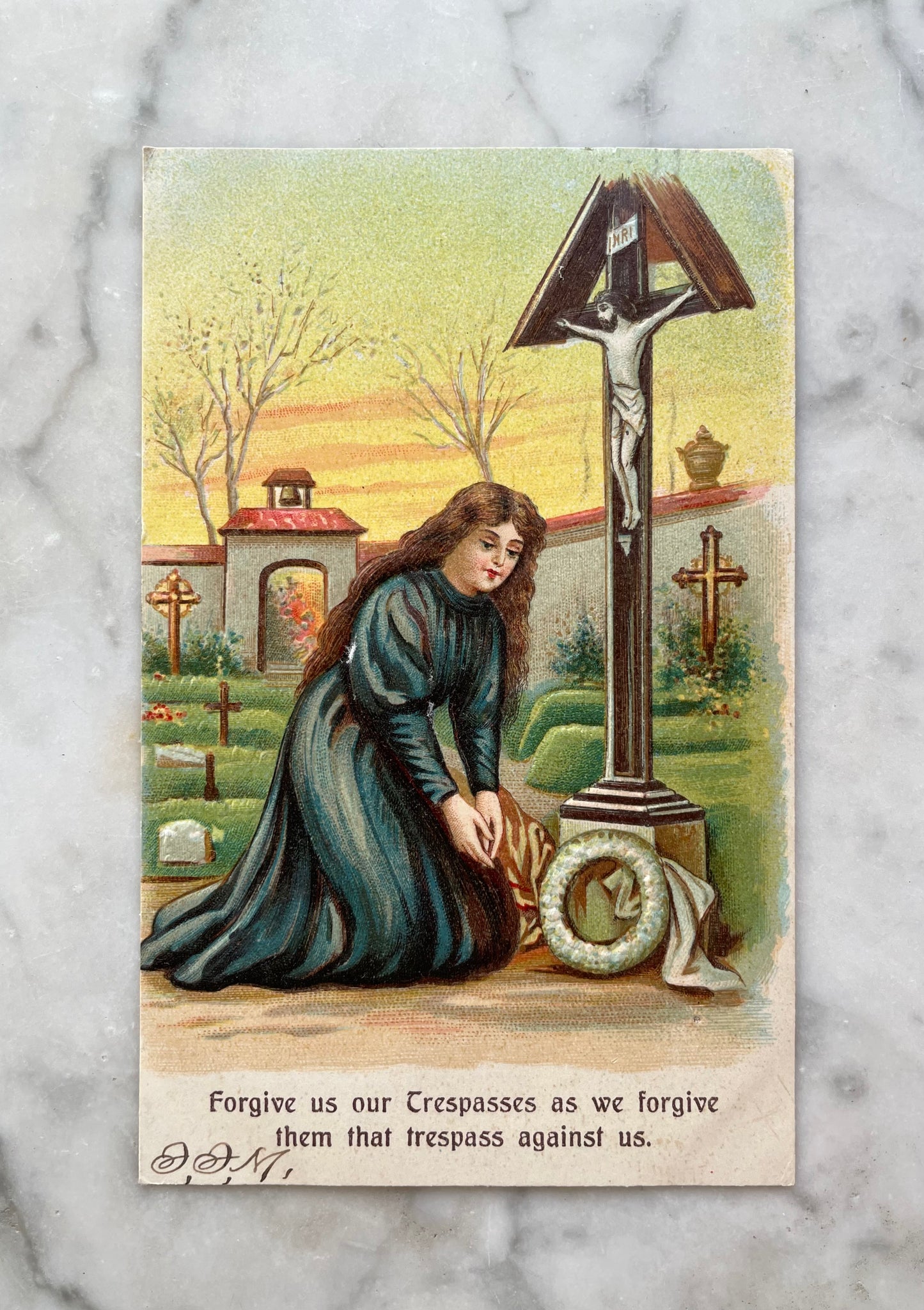 Forgive Us Our Trespasses Antique Postcard