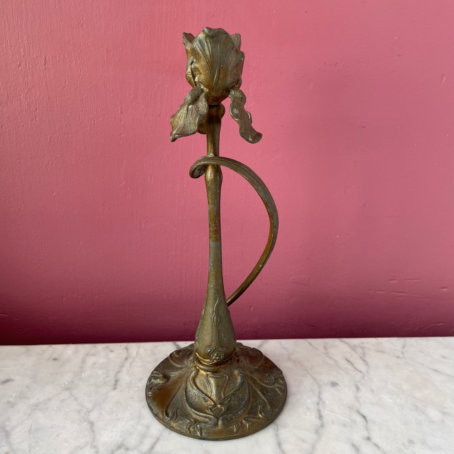 Antique Art Nouveau Iris Candleholder