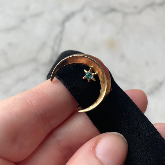 Crescent Moon on Velvet Choker