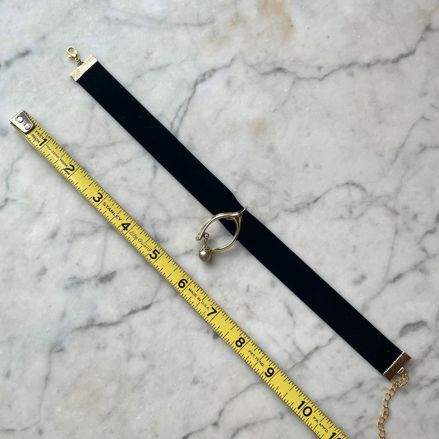 Wishbone & Seed Pearl on Velvet Choker