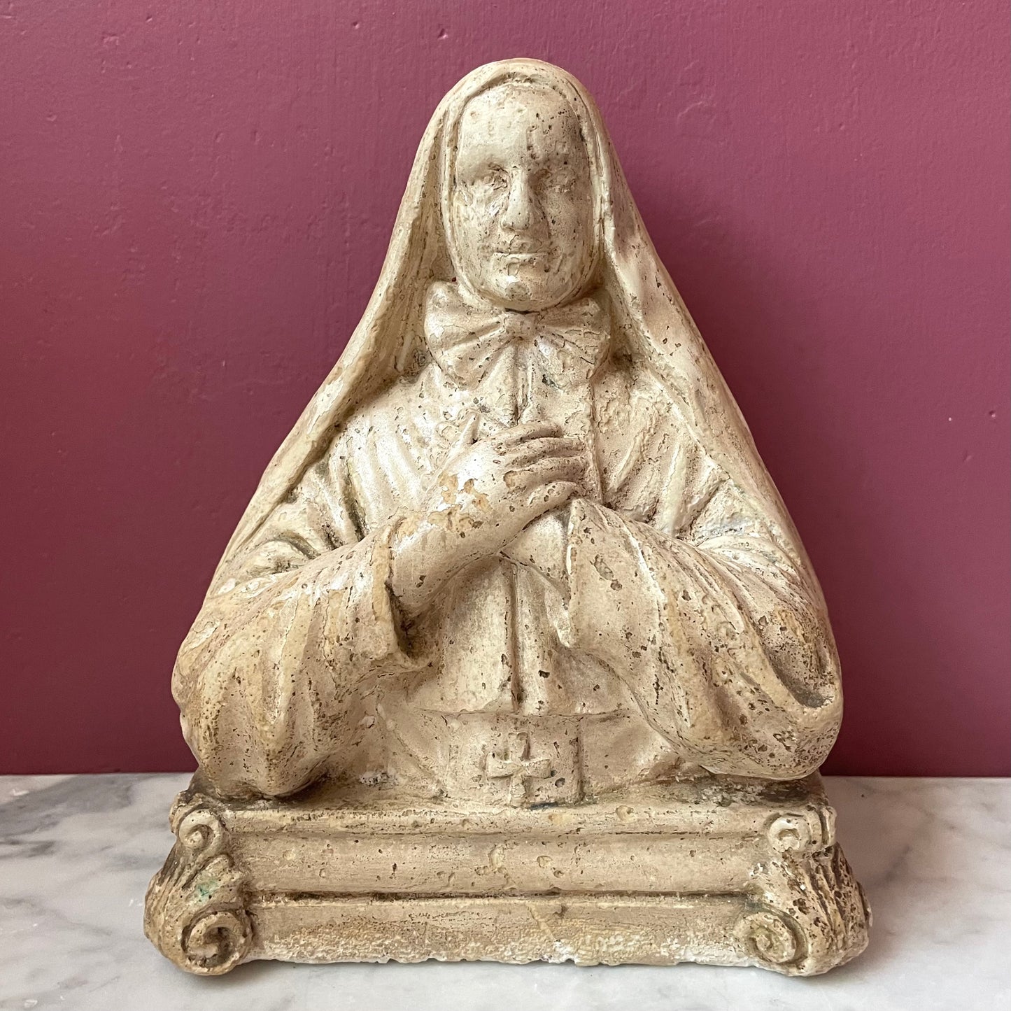 Antique Chalkware Nun