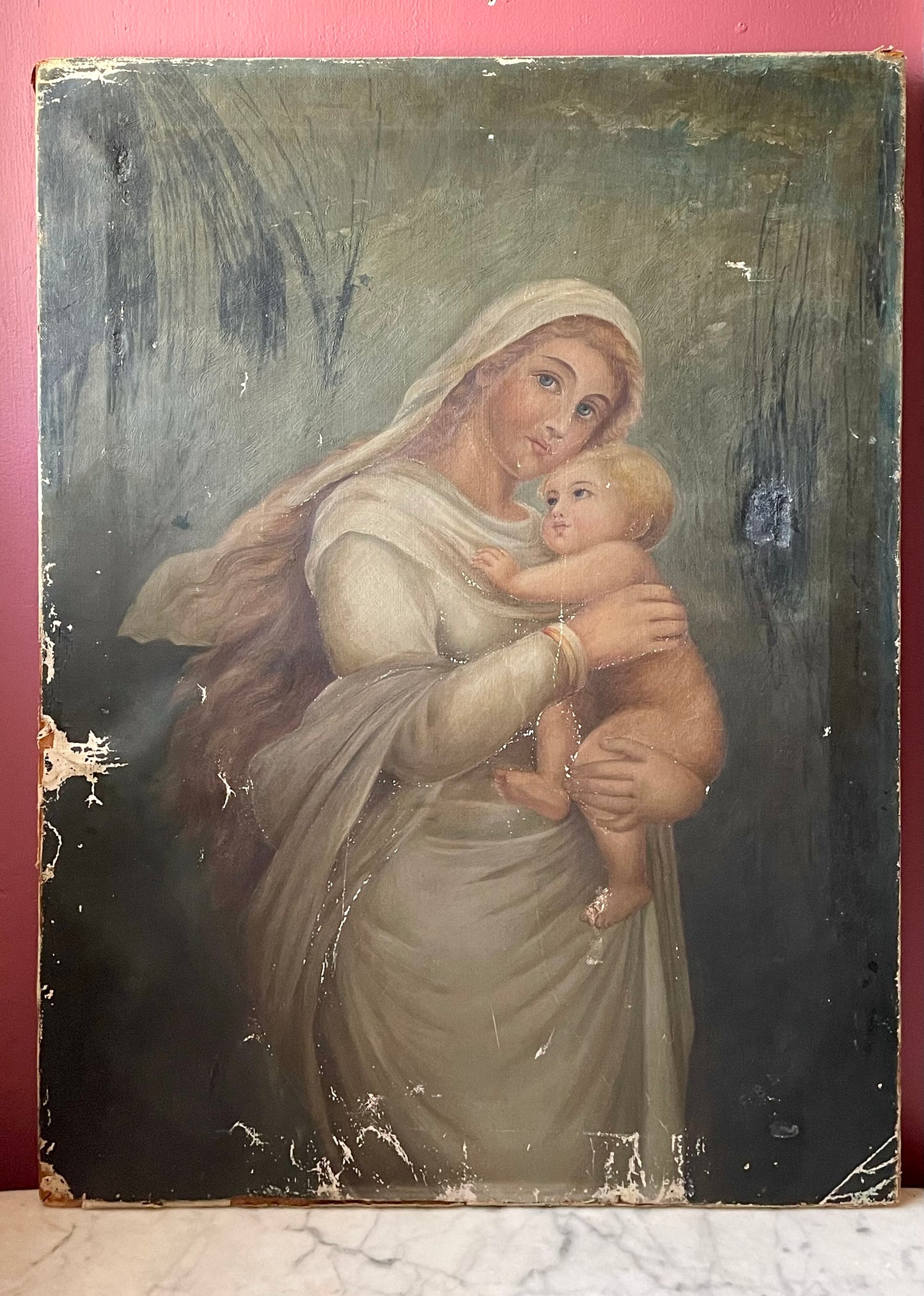 Antique Painting | Madonna & Child