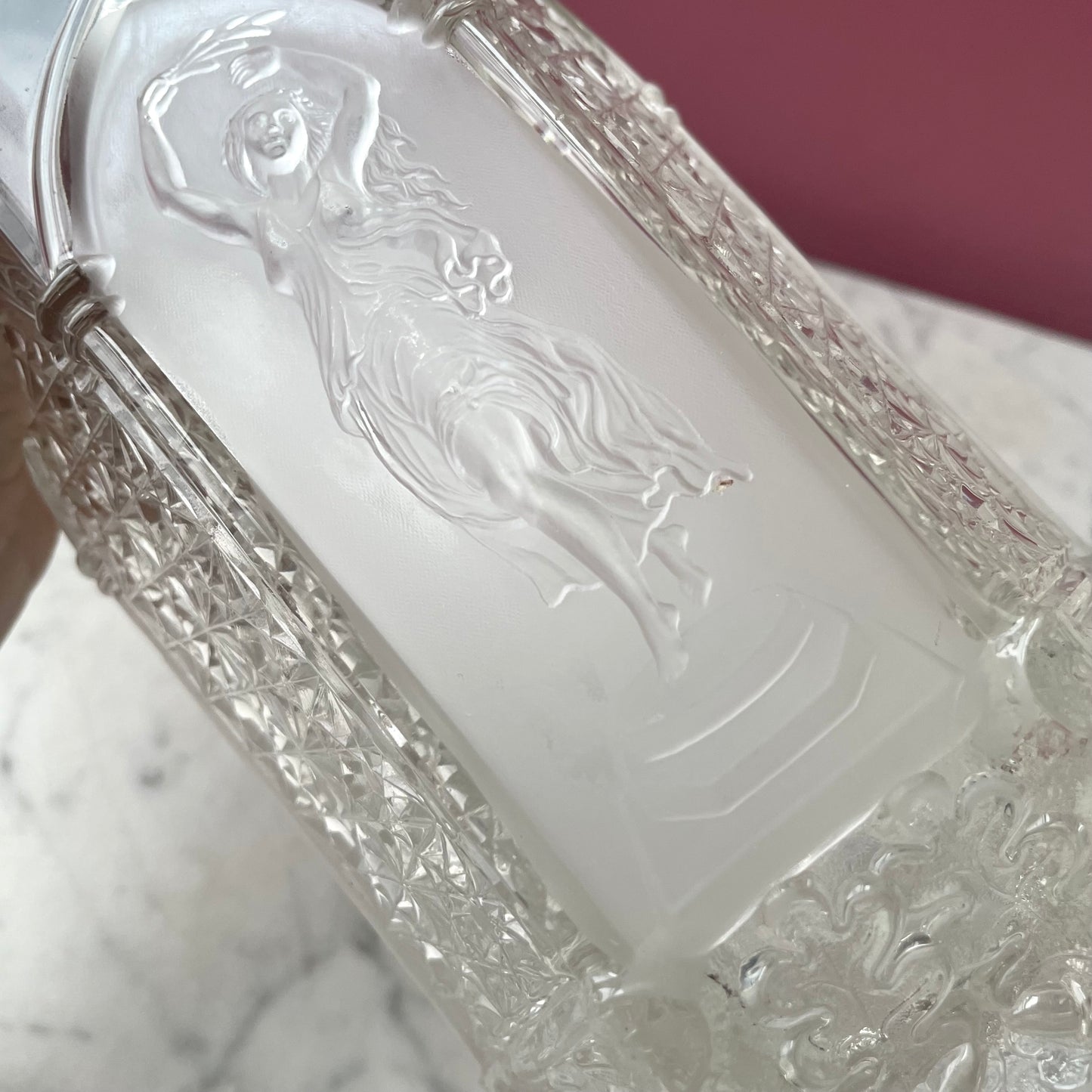 Victorian Pressed Glass Vase with Classical Figures | EAPG | Gillinder & Sons