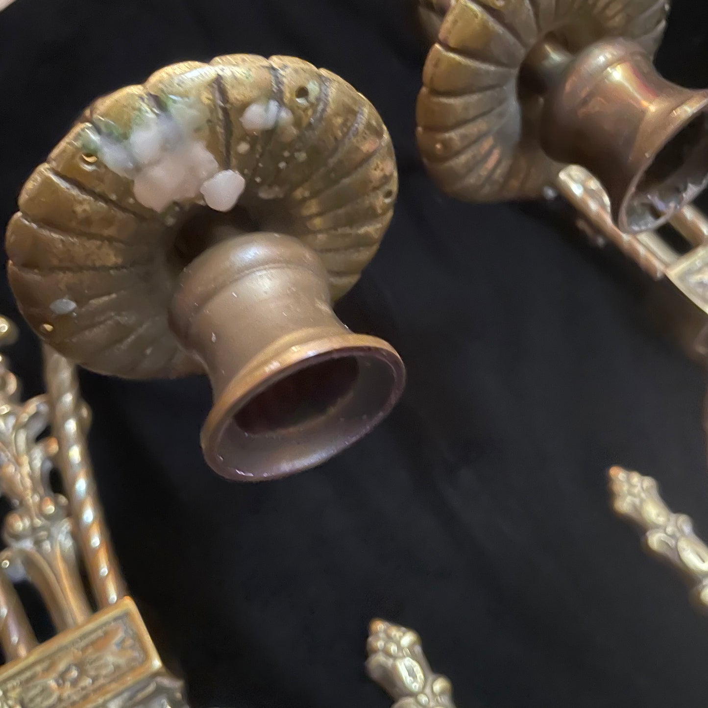 Vintage Baroque Revival Sconces with Mirrors & Candleholders